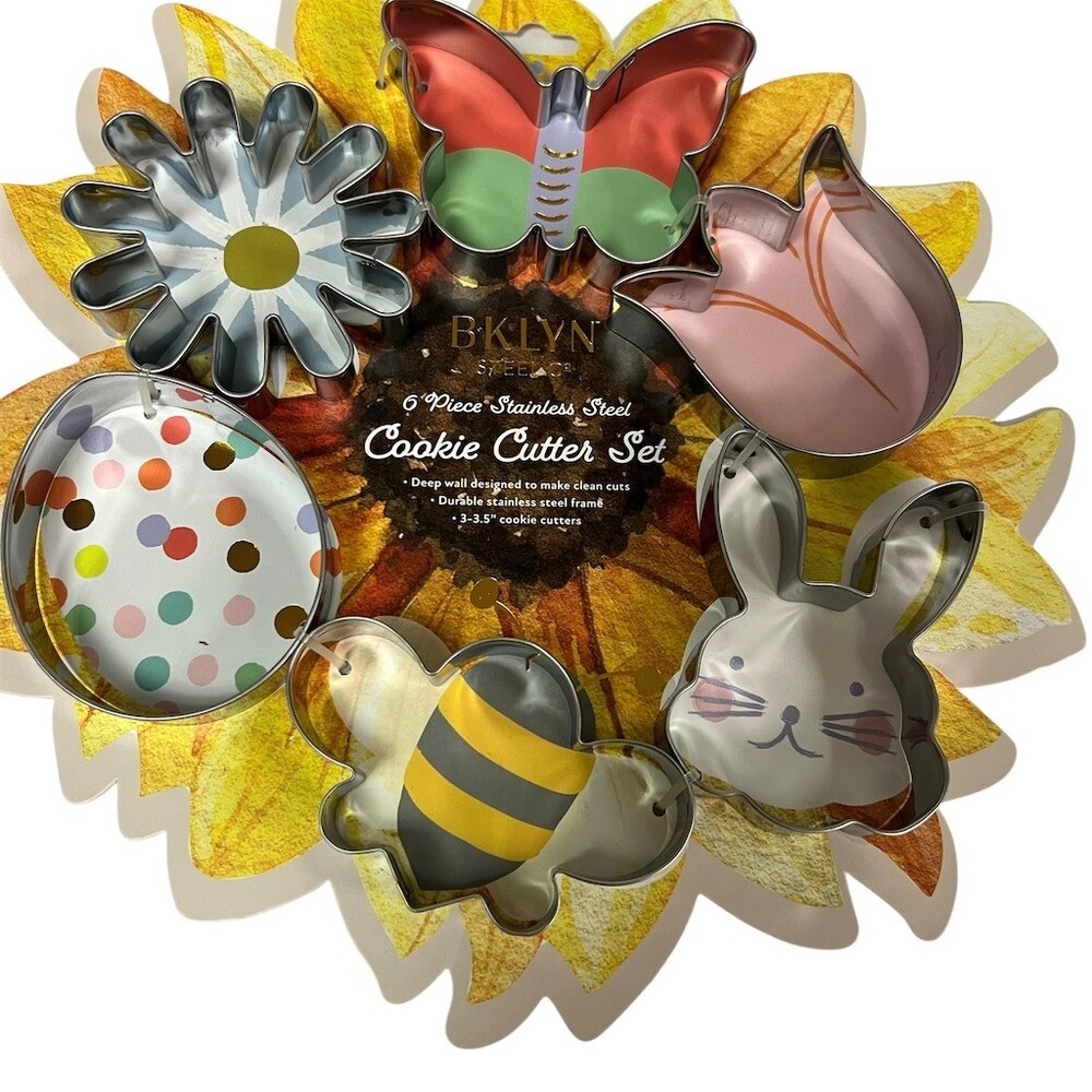 Spring Easter Cookie Cutter Set 6-Piece Bunny Egg Bee Daisy Butterfly